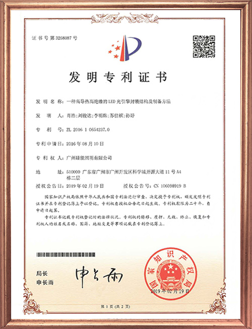 Invention patent certificate